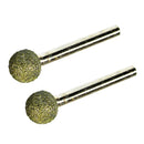 2x Round Head 6mm Shank Diamond Mounted Points Grinding Burr Set-Rotary Tool