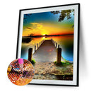 Sunset Bridge 5D Full Drill Round Diamond Painting Cross Stitch Mosaic Art