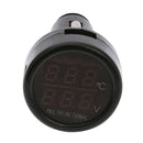 Car Charger 2.1A Phone Charger 12V/24V Digital Voltmeter Thermometer (Red) A