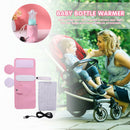 USB Travel Mug Baby Milk Warmer Heater Feeding Bottle Insulated Bag (Pink)