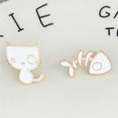 2PCS/Set Cute Cat Fish Bone Brooch Pins DIY Denim Jacket Pin Badge Jewelry LJ
