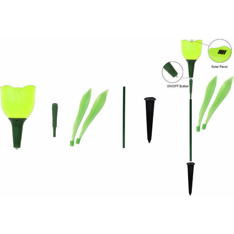6x Tulip Flower LED Solar Light Outdoor Garden Lawn Decor Lamp (Green) A