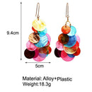 Multicolor Earrings Round Sequins Color Tassel Earrings Creative Fish Scale