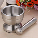 1X(Stainless Steel Mortar Pestle Pot Garlic Spice Pharmacy Herbs Bowl Mill