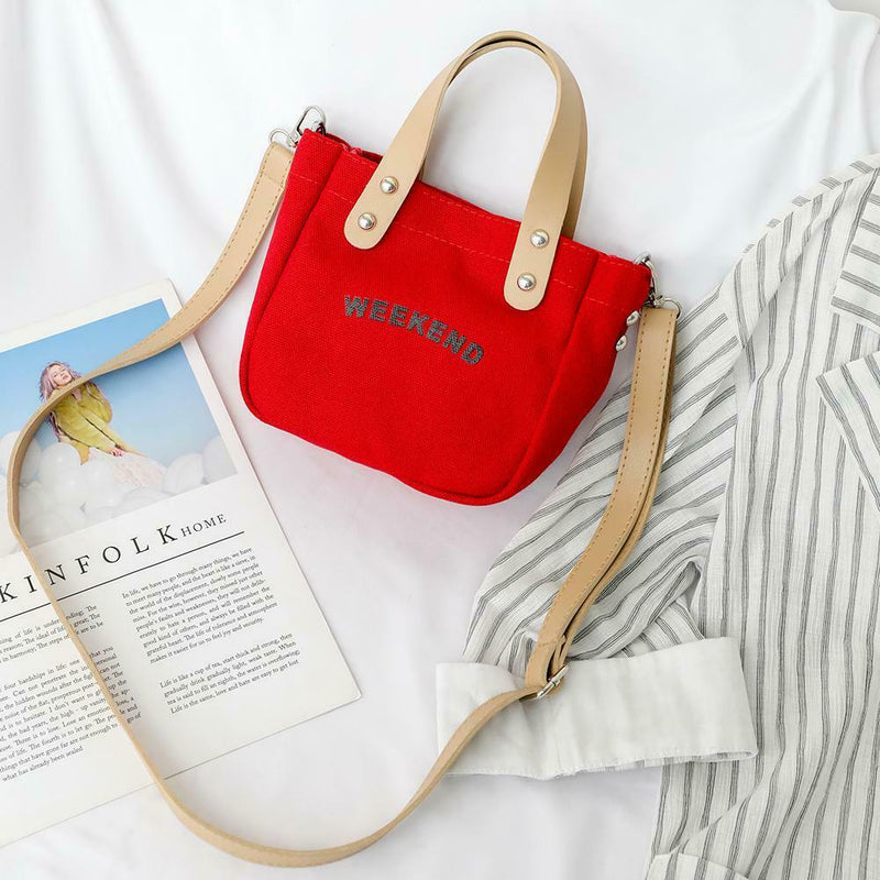 Letter Print Shoulder Satchel Handbags Canvas Women Crossbody Bags (Red) A