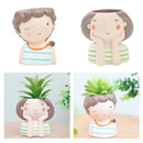 2x Girl Boy Succulent Pot Cactus Flower Pot for Office Home Desktop Decor