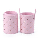 Fashion Leather Makeup Brush Storage Case Empty Holder Organizer (Pink M) A
