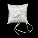 Lovely Ivory Bud Flower Wedding Ring Pillow 6 inch x 6 inch D9J2