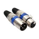 5 Pairs XLR 3 Pin Female MIC Jack Plug Audio Microphone Cable Connector Blu