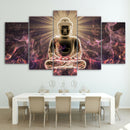 Modern Canvas Wall Art of Buddha Light for your Living Room -5 Panel Size L
