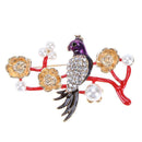 Rhinestone Brooches Cute Bird Flower Tree Branches Scarf Buckle for Women