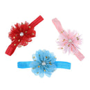 12pcs Elastic Baby Girls Flower Bead Dot Printed Headbands Hair Accessories