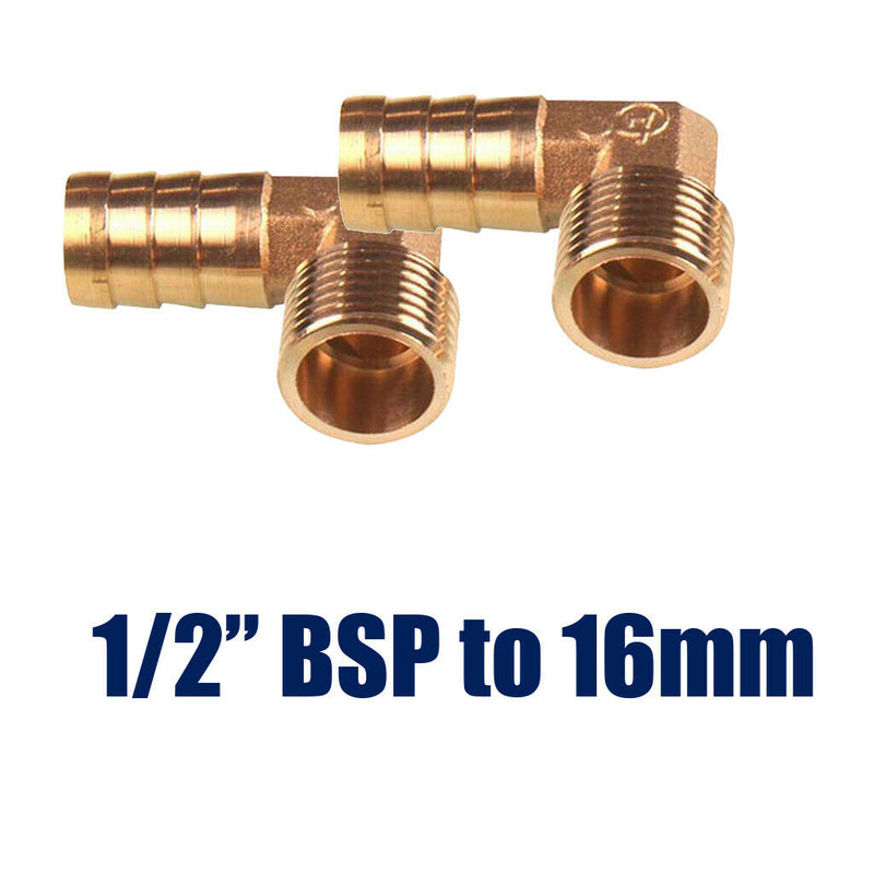 2x1/2 16mm Elbow Gas Nozzle Brass 90 Degree Elbow Barbed Hose Pipe Fittings