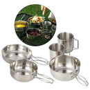 5Pcs Cookware Set Steel Pan Outdoor Camping Picnic Cooking Bowl Backpacking