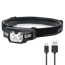 LED Rechargeable Motion Sensor Headlamp, White & Red LEDs Mini Headlight Camping