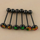 6 Pieces 16G Stainless Steel Tongue Ring Barbell Piercing Body Jewelry Black