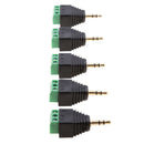 5Piece 1/8inch (3.5mm) Stereo TRRS Male to 3 Screw AV Terminal Female Balun Bare