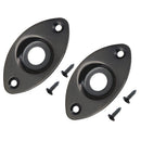2 Pieces Oval Output Input Jack Socket Plate for Electric Guitar Bass Black