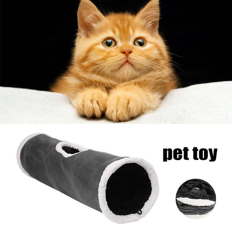 Collapsible Pet Cat Tunnel for Indoor Outdoor Suede Hideaway Tube Play Toys A
