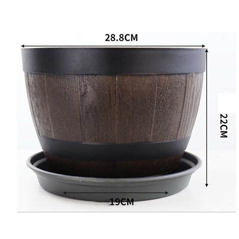 Retro Barrel Planter Indoor Outdoor Flower Pot Plant Pot for Home Office Cafe