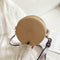 Handmade Straw Weave Round Women Small Beach Shoulder Bags (Dark Khaki)