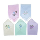 5pcs/set Womens Handkerchief Hankies Floral Embroidered Pocket Hanky GIFT