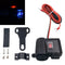 12v/24v Motorcycle USB Charger Power Adapter Socket&Voltmeter Display