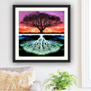 Tree DIY Full Drill Round Diamond Painting Embroidery Kits Cross Stitch (A)