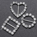 30pcs Heart + Round + Square Shape Ribbon Buckle Sliders for DIY Craft Wedd Z2Z4