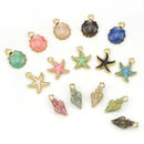 15PCS Enamel Starfish Shell Conch Pendants Charms Craft DIY Jewelry Findings_3C
