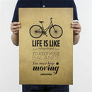 life is like riding a bicycle poster cafe bar decor  kraft paper wall stic Gw