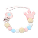 Silicone Wood Beads Baby Pacifier Clip Chain Cute Flower Crown Pacifier Cli D5N1