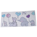 Cartoon Cute Animal Elephant Playing with Balloons Rabbit Wall Stickers De BX