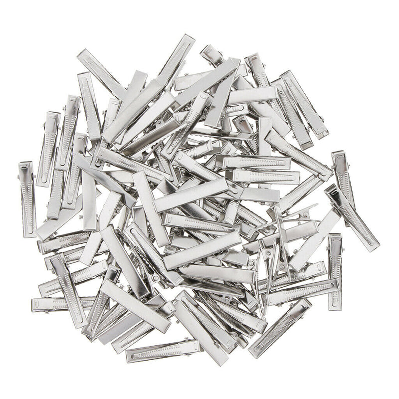 100x Crocodile Metal Hair Clips Teeth Prong DIY Hairbow Duckbill Barrette