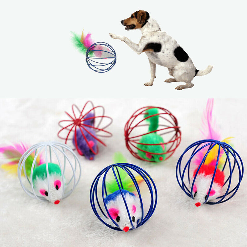Cat Toys Furry kitten Mice in the cage 5 Pack