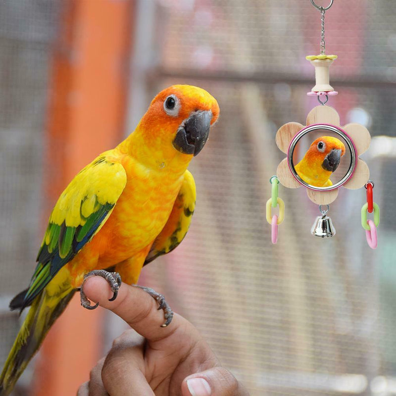 Mirror Parrot Stand Swing Bar Ladder GFIE Bird Toys With Bells Bird