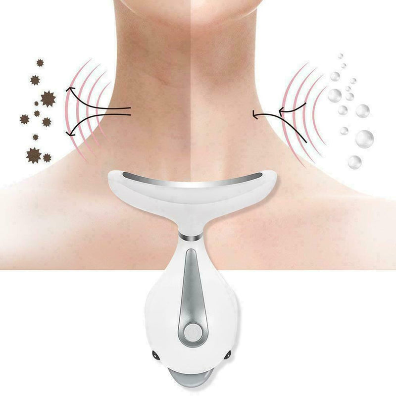 LED Photon Therapy Neck Face Lifting Massager Vibration Reduce Tighten Skin L7A4