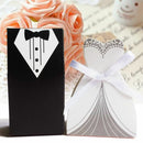 100X Tuxedo Dress Bride Wedding Bomboniere Ribbon Boxes Favor Guest Candy Gift