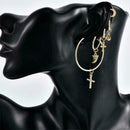 Women'S Fashion Personality Cross Crescent Starlight Earrings Stud Set New F8J8