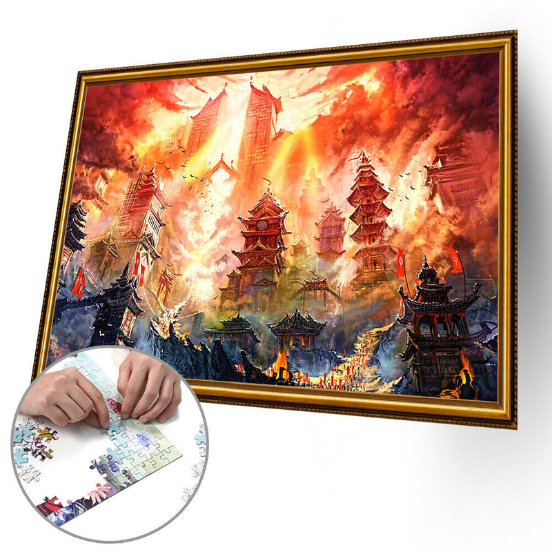 1000pcs DIY Paper Jigsaw Flame Tower Puzzle Toys Educational Picture Decor