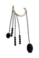 Rock Punk Exquisite Black Beads Long Chain Tassels Ear Cuff Earring-Black S6V2