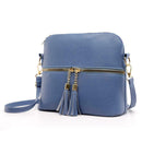 Tassel Shell Messenger Women Leather Handbags Solid Shoulder Bag (Lake Blue