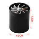 F1-Z Car Air Intake Double Turbine Refit Turbo Gas Fuel Saver Fan (Black)