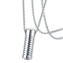 Screw Whorl Stainless Steel Urn Keepsake Pendant Chain Necklace Mens Gift