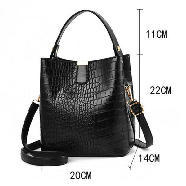 Retro Alligator Bucket Bags Women Crocodile Pattern Handbag Capacity Casual F9H3