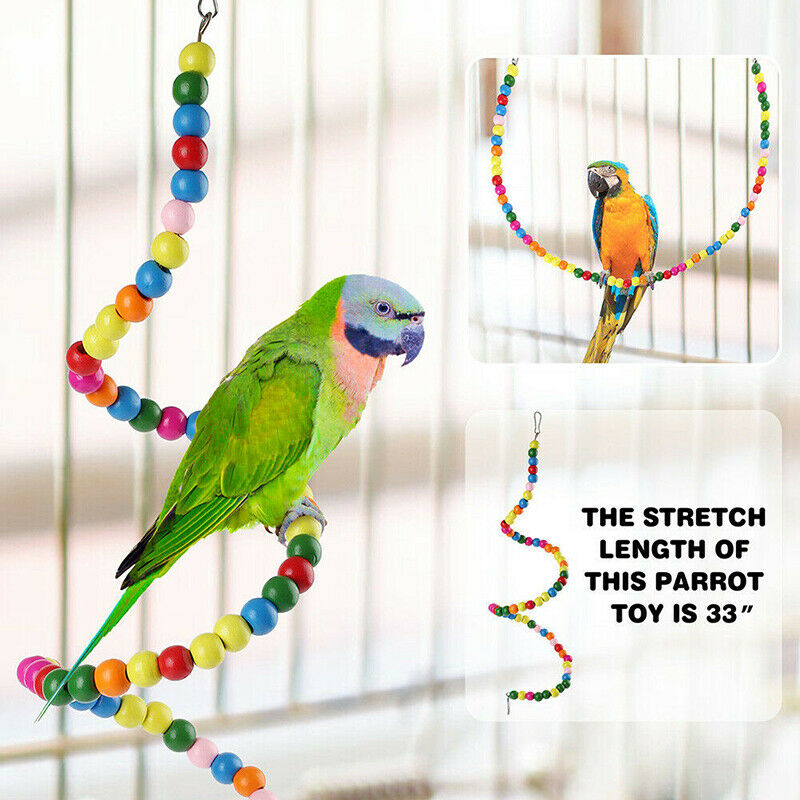 8pcs Bird Parrot Swing Toys Chewing Hanging Hammock Bell Pet Climbing Ladder Kw