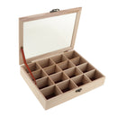 16 Grids Unpainted Wood Jewelry Box Gift Packing Box, Home Storage Display Boxes