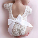 2pcs Newborn Shoot Photography Props Girls Lace Rompers Headband (White) A