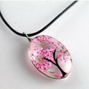 Jewelry Real Dried Flower Necklace Tree Shaped Rope Glass Long Pendant Neck A9L6