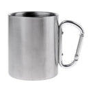 300ML Stainless Steel Outdoor Camping Cup Coffee Mug with Carabiner Handle for